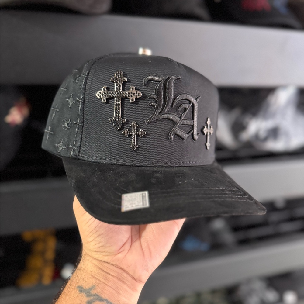 Black Cross Embellished Cap